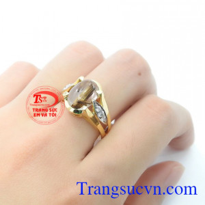 Nhẫn nữ thạch anh tóc sang trọng