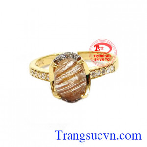 Nhẫn nữ thạch anh tóc mệnh kim