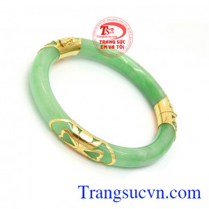 Vòng Ngọc Bọc Vàng Sang Trọng, vòng cẩm thạch bọc vàng 10k.