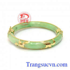 Vòng Ngọc Cẩm Thạch May Mắn, vòng ngọc bọc vàng 10k.