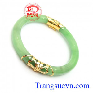 Vòng Ngọc Bọc Vàng Tài Lộc, vòng ngọc cẩm thạch vàng 10k.