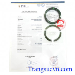 Giấy kiểm định Vòng Tay Ngọc Tài Lộc
