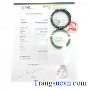 Giấy kiểm định Vòng Ngọc Gia Hòa Thịnh Vượng