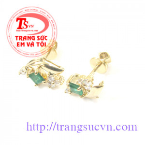 Emerald thiên nhiên Hoa Tai