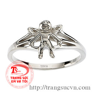 Nhẫn vàng trắng Thiên Thần