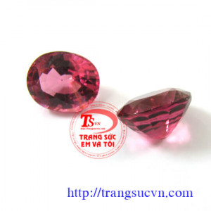 Đá toumaline hồng thiên nhiên 3,9 ct/2 viên