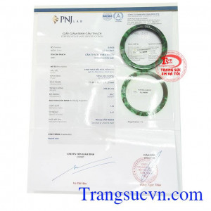 Giấy kiểm định Vòng Ngọc Vuông Sơn Thủy