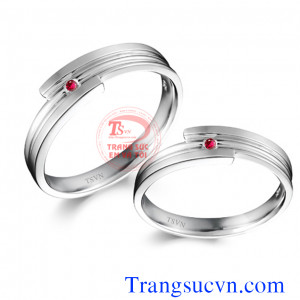 Nhẫn cưới vàng trắng ruby