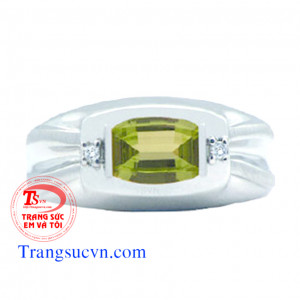 Vàng trắng nhẫn nam peridot