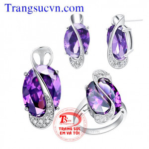 Bộ trang sức đá Amethyst