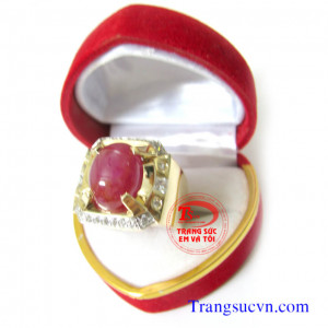 Nhẫn nam vàng gắn ruby thiên nhiên