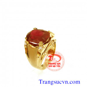 Nhẫn ruby thiên nhiên vàng tây 14k