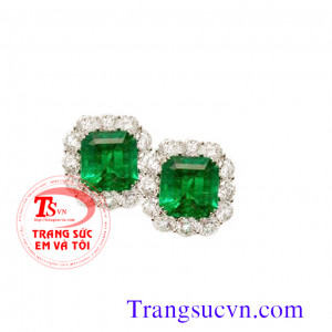 Hoa tai Emerald thiên nhiên vàng tây