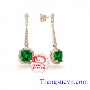 Hoa tai Emerald thiên nhiên vàng tây