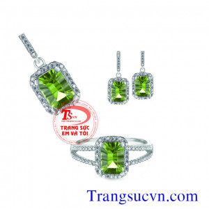 Trang Sức vàng tây Peridot bộ