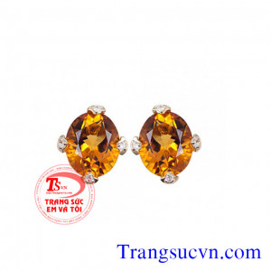 Thạch anh vàng bông tai vàng 