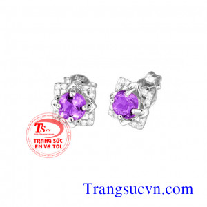 Hoa tai đá thạch anh tím