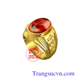 Nhẫn nam ruby tổng hợp rồng 