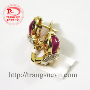Bông tai ruby thiên nhiên