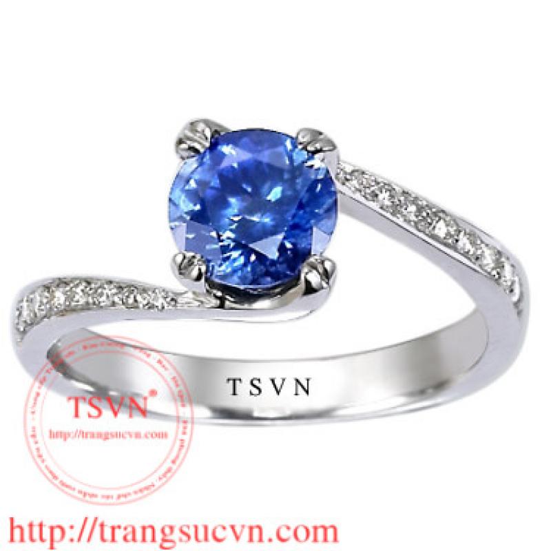 nhẫn bạc xi vàng trắng topaz