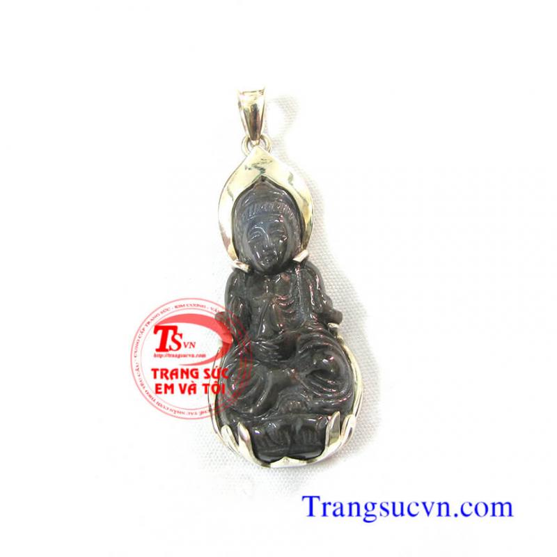 Mặt phật quan âm sapphire thiên nhiên 100%