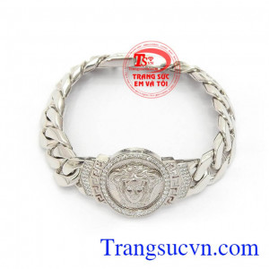 Lắc tay nam vàng trắng kiểu dáng mạnh mẽ, đeo hợp thời trang