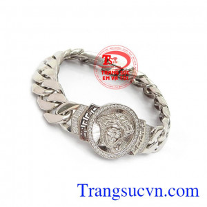 Lắc nam vàng 18k trắng, lắc nam đẹp nhập khẩu.