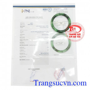 Giấy kiểm định Vòng Tay Phỉ Thúy Phát Lộc