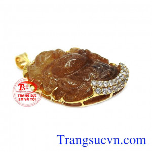 Mặt phật Di lặc thạch anh tóc phát tài