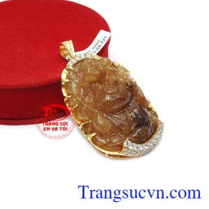 Mặt phật Di lặc thạch anh tóc phát tài