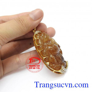 Mặt phật Di lặc thạch anh tóc phát tài