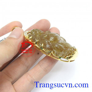 Mặt phật Di lặc thạch anh tóc bình an