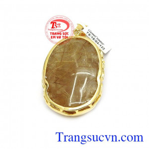 Mặt phật Di lặc thạch anh tóc bình an