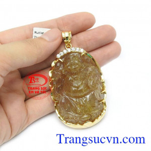 Mặt phật Di lặc thạch anh tóc bình an