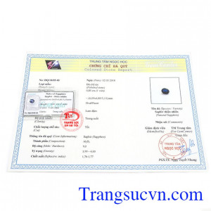 Giấy kiểm định đá quý từ trung tâm ngọc học