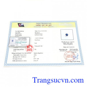 Sản phẩm có giấy kiểm định từ Trung tâm ngọc học