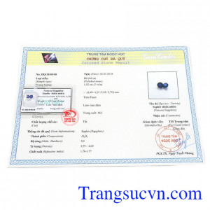 Sản phẩm có giấy kiểm định đá quý