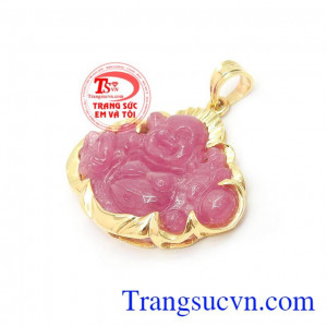 Mặt Phật Di Lặc Ruby Bình An chế tác tinh xảo đeo hợp thời trang và phong thủy