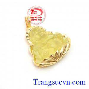 Mặt Phật Thạch Anh Hạnh Phúc bọc vàng sang trọng, đẳng cấp