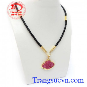Bộ Dây Chuyền Ruby Bình An vàng 14k bền đẹp
