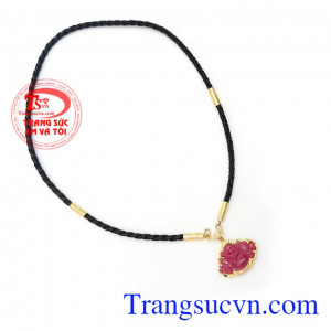 Bộ Dây Chuyền Ruby Bình An vàng 14k bền đẹp