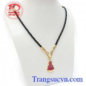 Bộ Dây Phật Quan Âm May Mắn kết hợp giữa dây da bọc vàng 18k và mặt quan âm bọc vàng 14k sang trọng