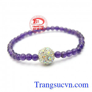 Chuỗi tay thạch anh tím xinh xắn là sản phẩm thạch anh thiên nhiên, sản phẩm xinh xắn với hạt charm bạc đẹp