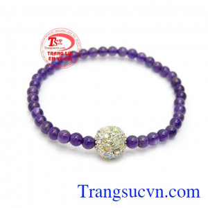 Chuỗi tay thạch anh tím xinh xắn là sản phẩm thạch anh thiên nhiên, sản phẩm xinh xắn với hạt charm bạc đẹp