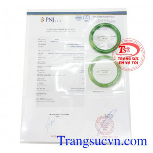 Giấy kiểm định Vòng Tay Cẩm Thạch Cát Khí