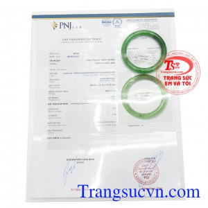 Giấy kiểm định Vòng Tay Ngọc Đại Phúc Lộc