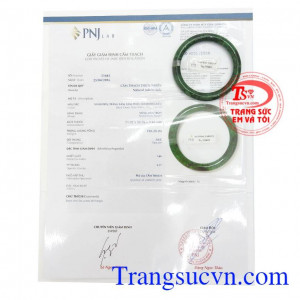 Giấy kiểm định Vòng Ngọc cẩm Thạch Đại Phúc