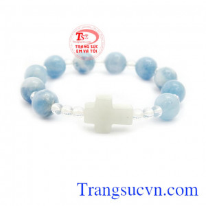 Chuỗi vòng công giáo aquamarine là sản phẩm đá quý thiên nhiên
