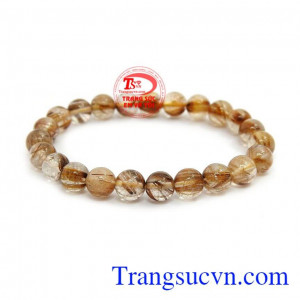 Chuỗi vòng Thạch anh tóc nâu vàng là sản phẩm thạch anh tóc thiên nhiên mang lại may mắn, sức khỏe cho người đeo