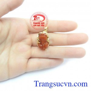 Mặt Dây Tỳ Hưu Thành Đạt vàng đá Tasper thiên nhiên